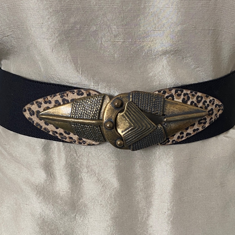Leopard Print and Gold Buckle Women's Belt